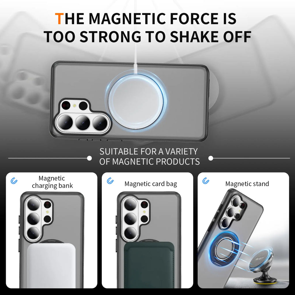 Defee for Samsung Galaxy S26 S25 S24 S23 Ultra Case Skin-Like Frosted Ultra-Thin Phone Case 360° Rotating Ring Holder