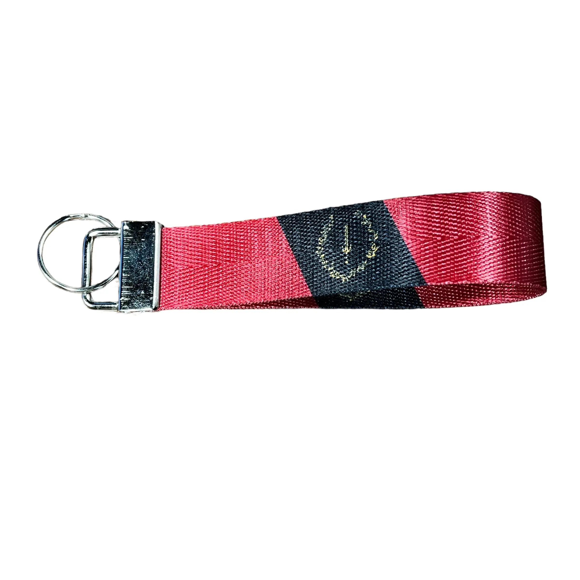 Black American Heritage Flag - Personalized Name Nylon Key Fob - Custom Wristlet Keychain
