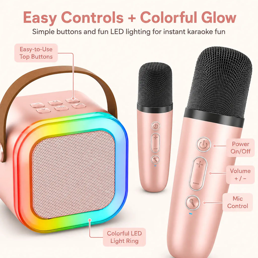 Portable Karaoke Speaker with Voice Changer, Multi-App Sing-Along Speaker for Home Parties, Family Fun & Gifts