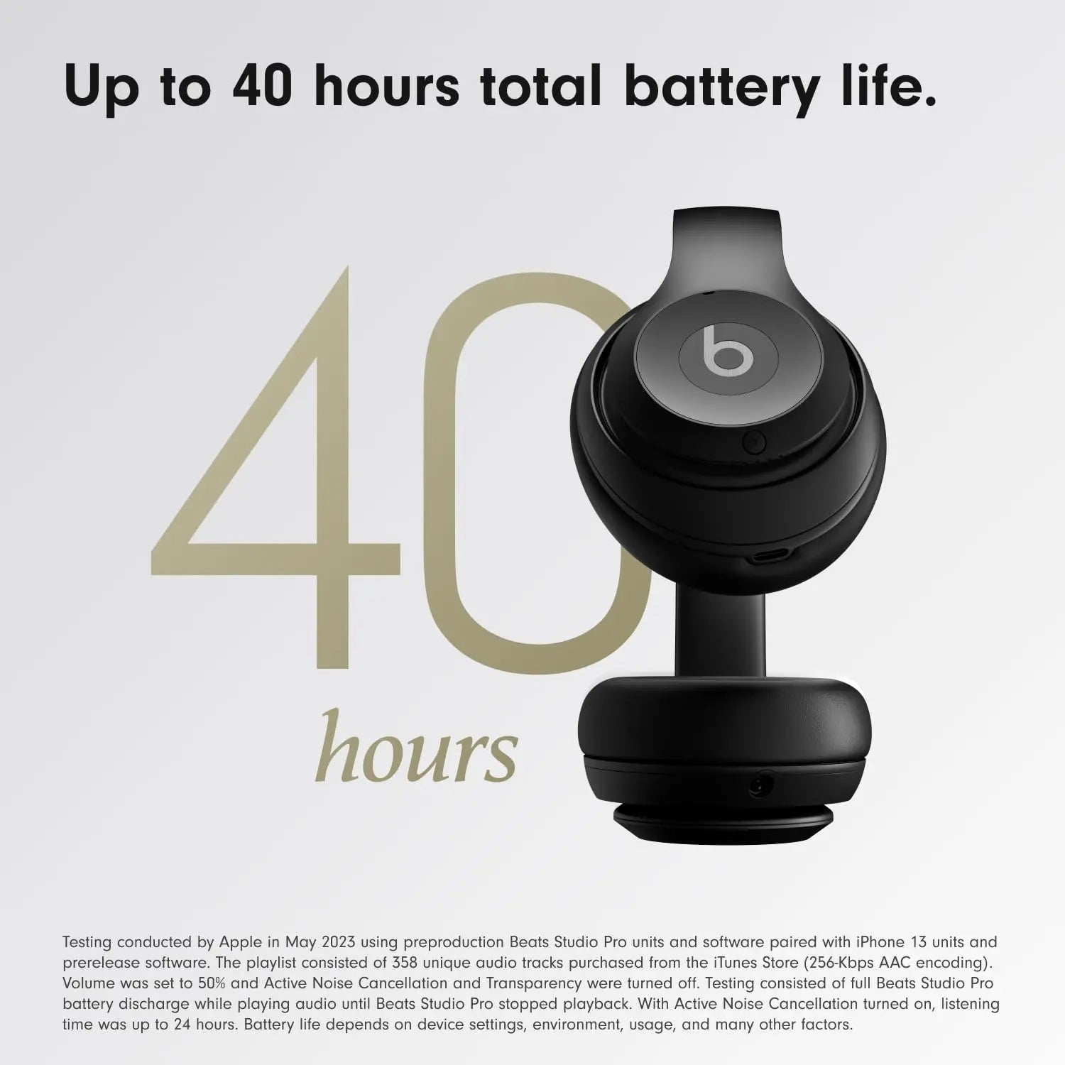 Beats by Dre Studio Pro Premium Wireless Over-Ear Headphones - 40-Hour Battery Life, Active Noise Cancelling, USB-C Lossless Audio, Apple & Android Compatible - Black