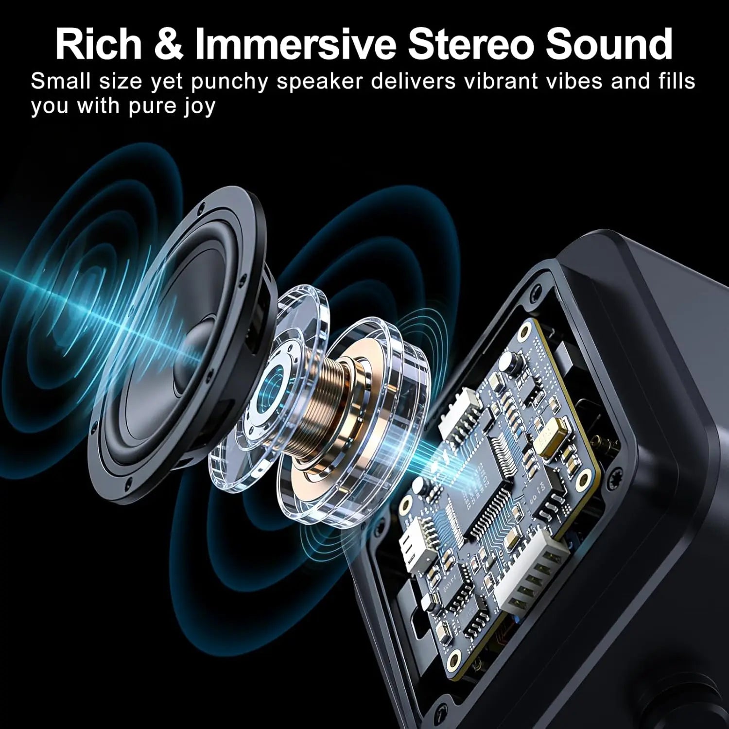 Wireless Bluetooth Induction Speaker, Phone Speaker Amplifier with Colorful Lights Battery, Portable Phone Stand Compatible with Iphone/Ipad/Android/Samsung - Black Party LED
