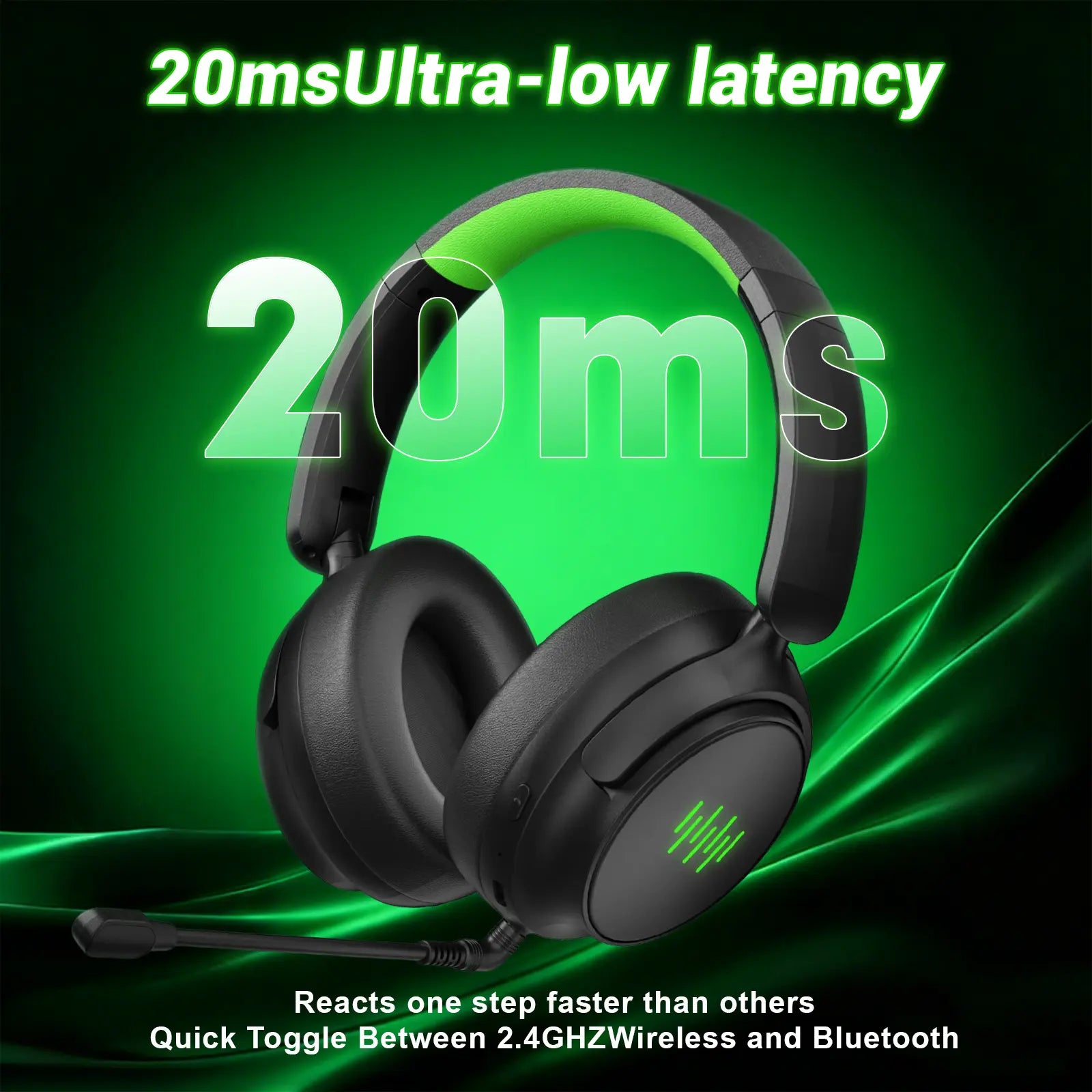 Upgraded Wireless Gaming Headset for Xbox with Game/Chat Audio Balance, Adjustable Vocals and Background Sounds, Mic Mute, Bluetooth, 3D Surround Sound,Foldable Bluetooth Headset Works with PS5, Mac, PC, Nintendo Switch - Long Battery Life